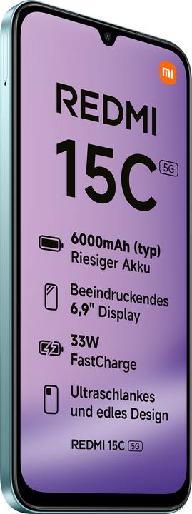 Actual product image Xiaomi Redmi 15C 5G Dual Sim 4GB RAM 128GB - Mint Green (128 GB, Mint green, 6.90", Dual SIM, 5G)