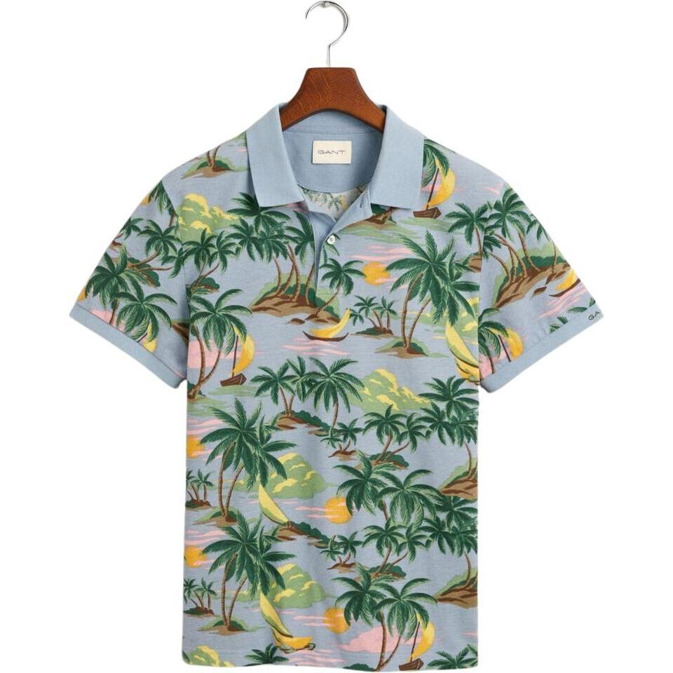 GANT, Herren, Shirt, bedruckte polohirt hawaii, Blau, (S)