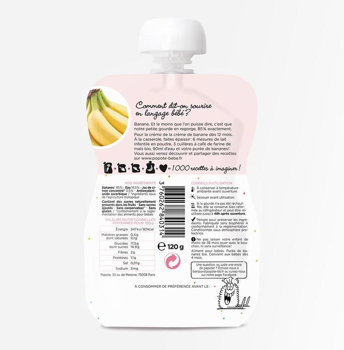 Produktbild Popote Quetschie Banane BIO (120 g)
