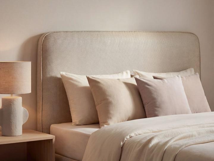 Actual product image Micadoni Headboard, "Jamie", Beige, 160x8x95 Made in Europe (160 x 8 x 95 cm)