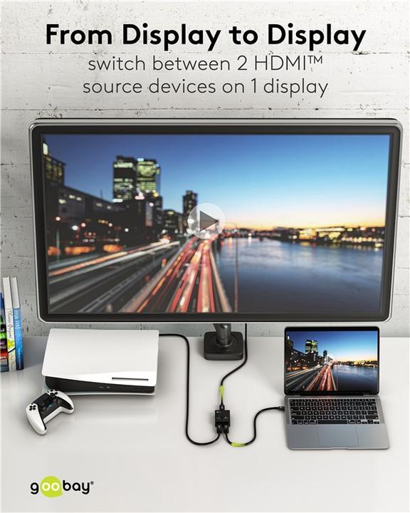 Produktbild Goobay Manuelle HDMI-Umschaltbox 2 auf 1 4K @ 60 Hz