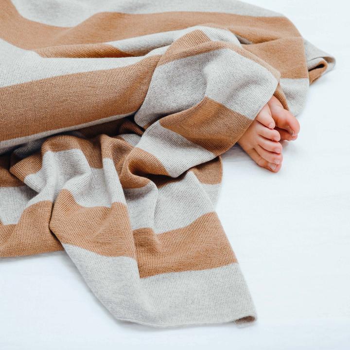 Actual product image Ooh Noo - Amber Baby Blanket - Brown & Sand - 75x95 cm (95 x 75 cm)