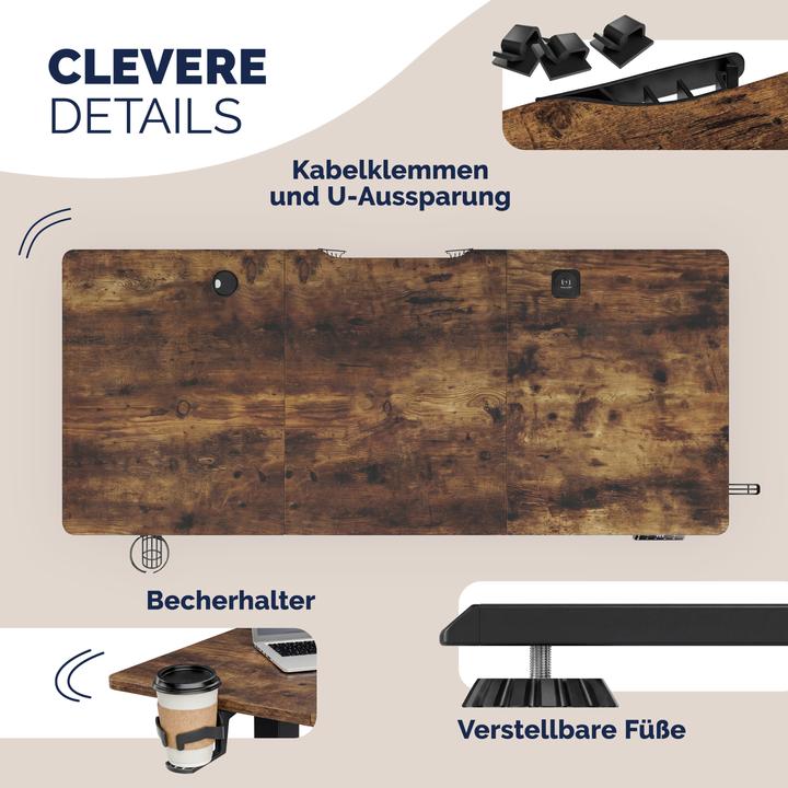 Image du produit Casaria Höhenverstellbarer Schreibtisch (160 x 75 cm)