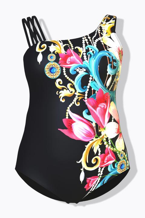 Actual product image Ulla Popken Baroque Flower Split Strap Swimsuit (60)