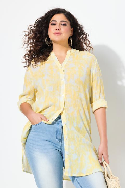 Actual product image Ulla Popken Floral Crepe Button Down Tunic Blouse (54)