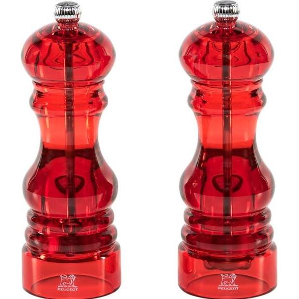 Peugeot PODIUM Pfeffermühle & Salzmühlen 18cm 2tlg, Macinapepe + Spargispezie, Rosso
