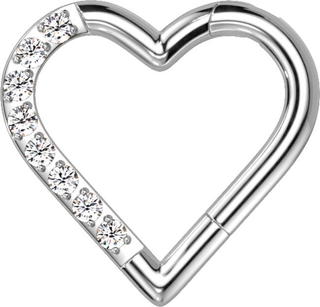 Produktbild Star Piercing Micro Segmentring klappbar silber Herz einseitig Kristalle silber (ohne Messing, Titan)