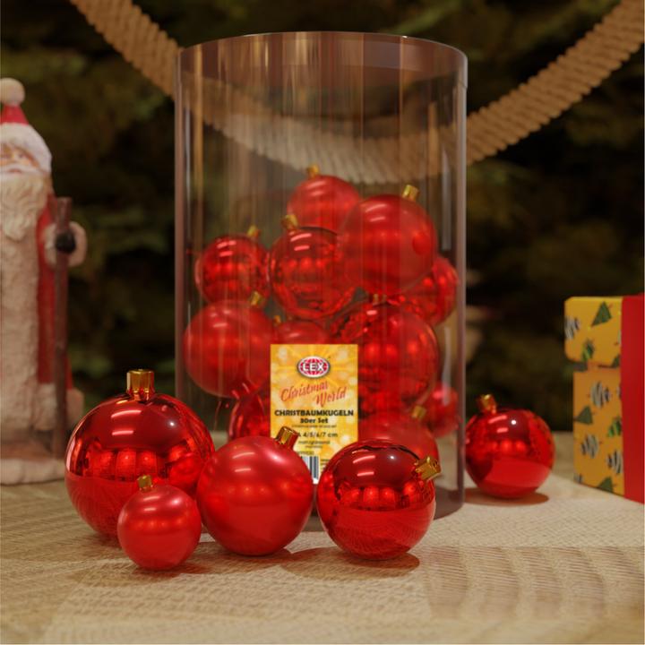 Produktbild Mojawo 60tlg. Christbaumkugeln / Weihnachtskugeln rot Ø 4/5/6/7cm (60x)