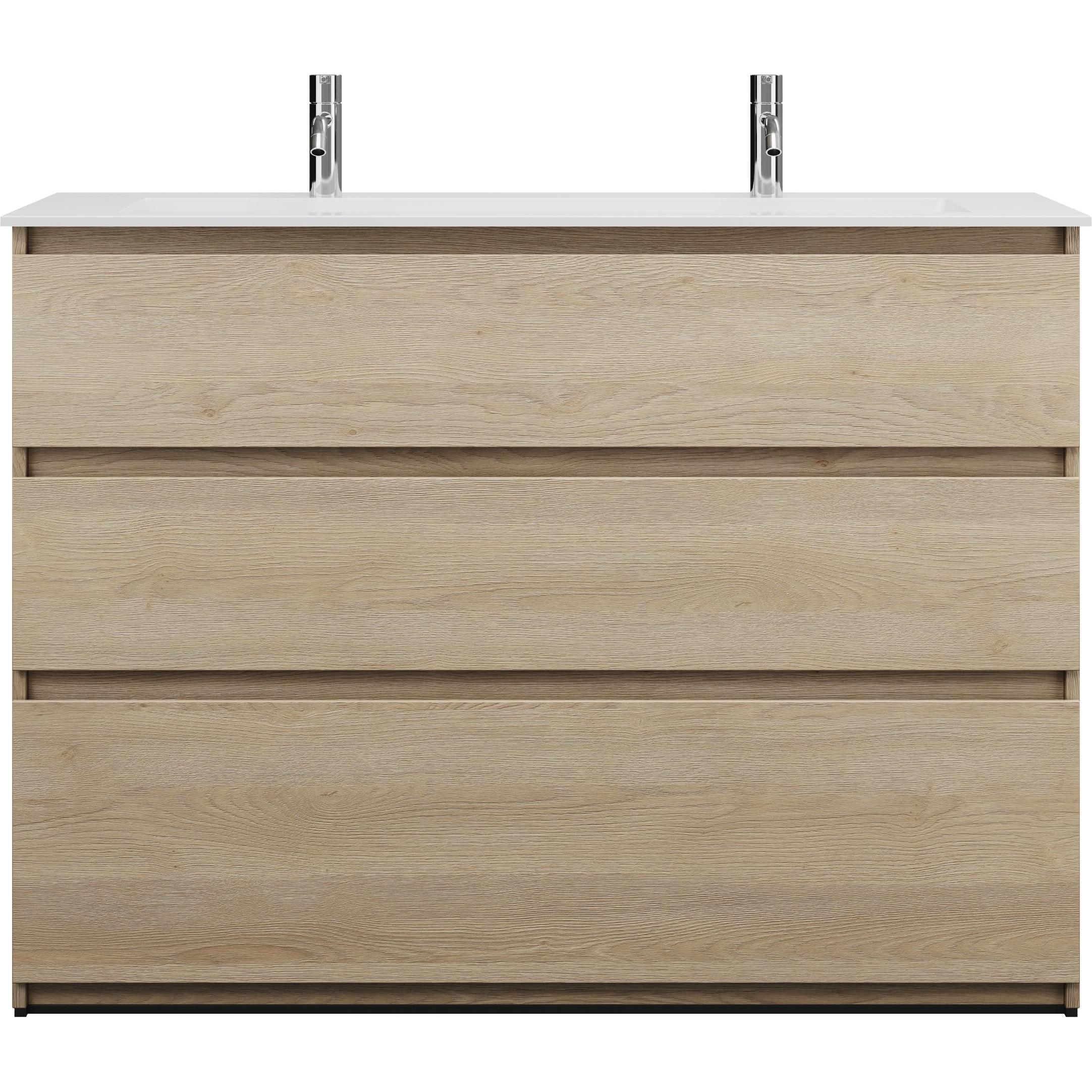 burgbad, Badmöbelset, Lin20 Mineralguss-Waschtisch Farbe Weiss Glänzend mit 2 Armaturbohrungen inklusive Waschtis