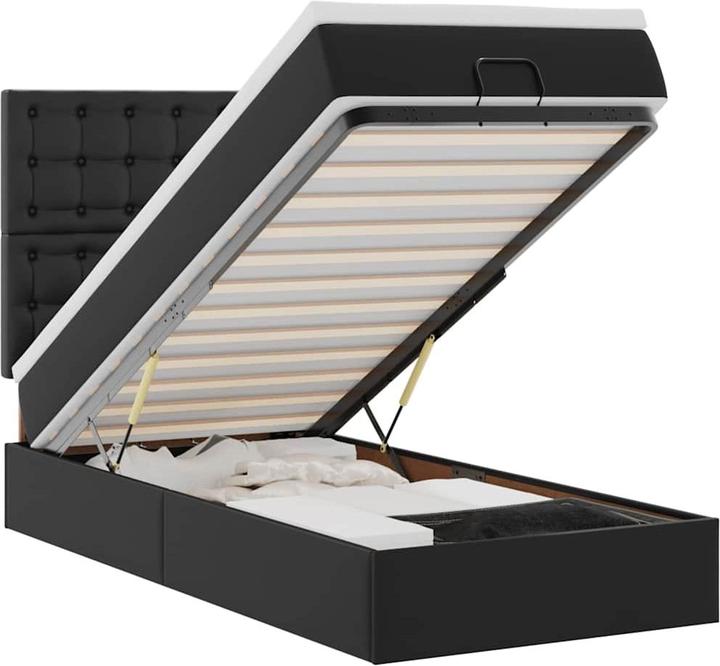 Image du produit VidaXL Lit Ottoman avec matelas Noir 100x200 cm Similicuir (100 x 200 cm)