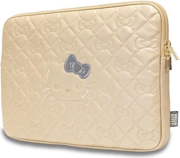 Produktbild Hello Kitty Sleeve HKCSZPEKHBPD 14" złoty/gold Zip PU Quilted Bows (14")