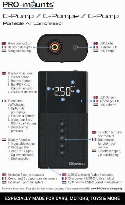 Produktbild PRO-mounts E-Pumpe für E-Tretroller / E-Bike