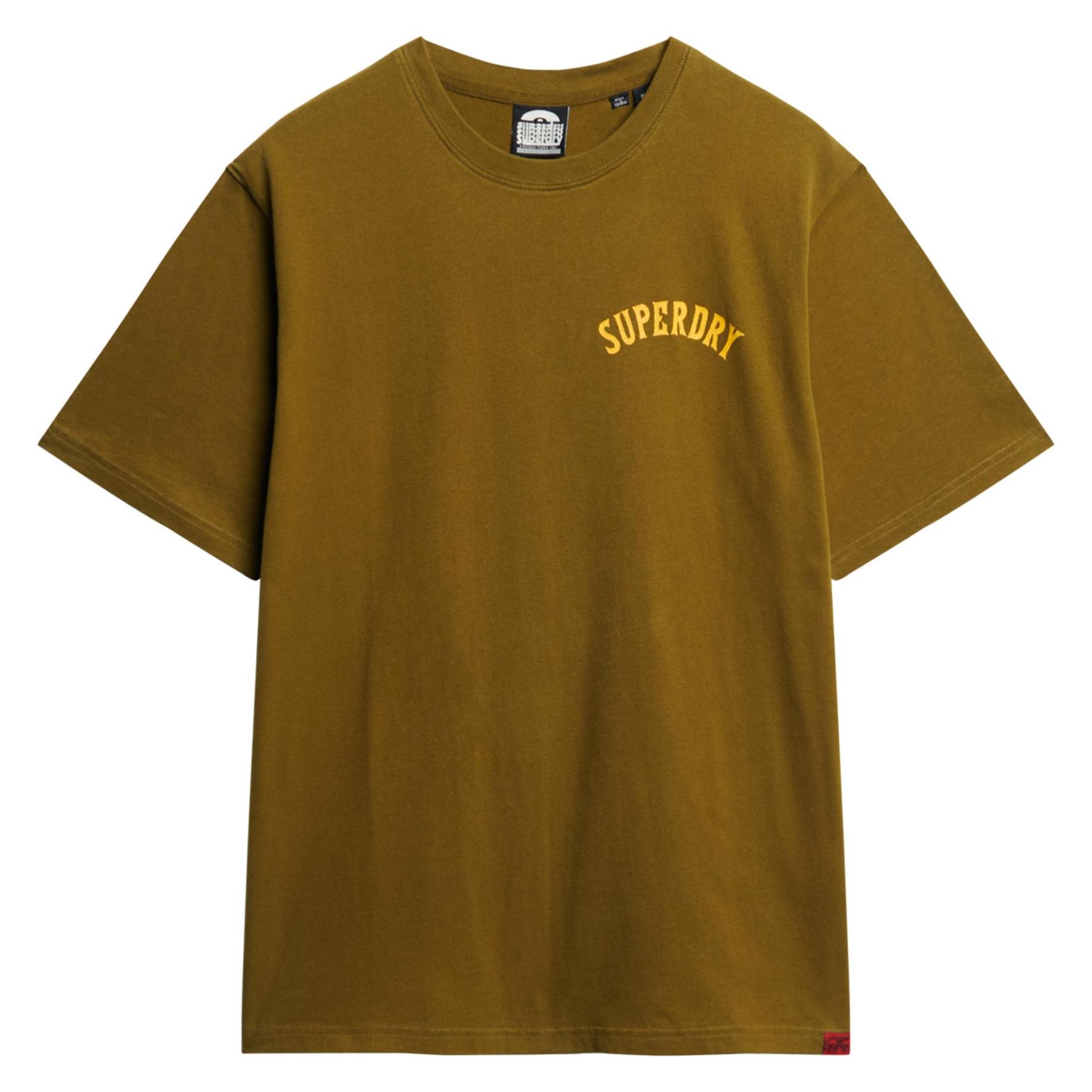 Superdry, Herren, Shirts, Locker Geschnittenes T-Shirt Mit Tattoo-Grafik, Grün, (Xxl)