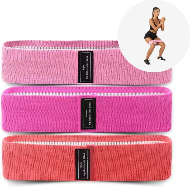 Hermex Glute-Band Hip-Resistance-Band Bande d'entraînement Booty-Band Bande de fitness (0.37 m, Fort, Léger, Moyen)