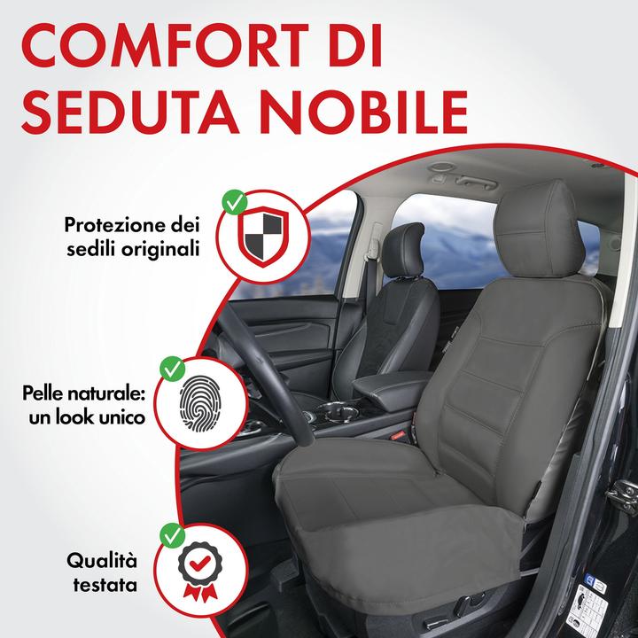 Produktbild Walser Autoschonbezug Billy aus echtem Leder, hochwertiger Lederbezug Sitzschoner grau