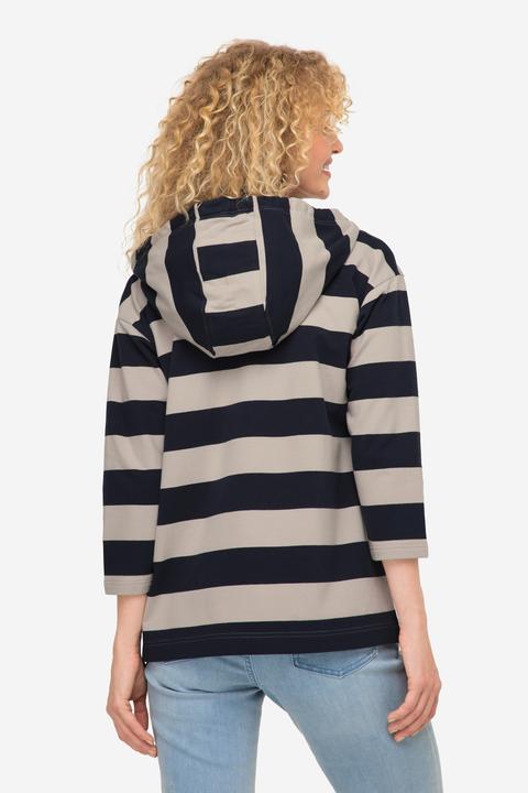 Produktbild Laurasøn Hoodie, Ringel, Robben-Print, Kapuze, 3/4-Ärmel, OEKO-TEX (M)