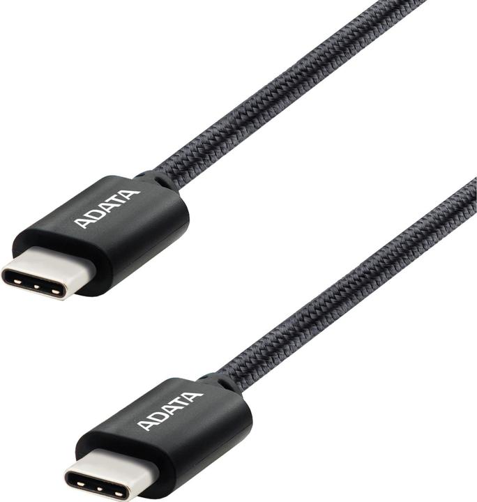 Produktbild Adata USB 2.0 Kabel, USB-C Stecker > USB-C Stecker (schwarz, 1 Meter, PD 3.0, QC 3.0, Laden mit bis zu 100 (1 m, USB 2.0, 100 W)