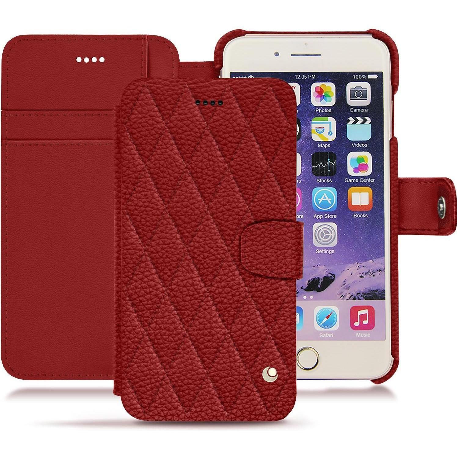 Noreve Lederschutzhülle Wallet (Apple iPhone 7 Plus), Smartphone Hülle, Rot