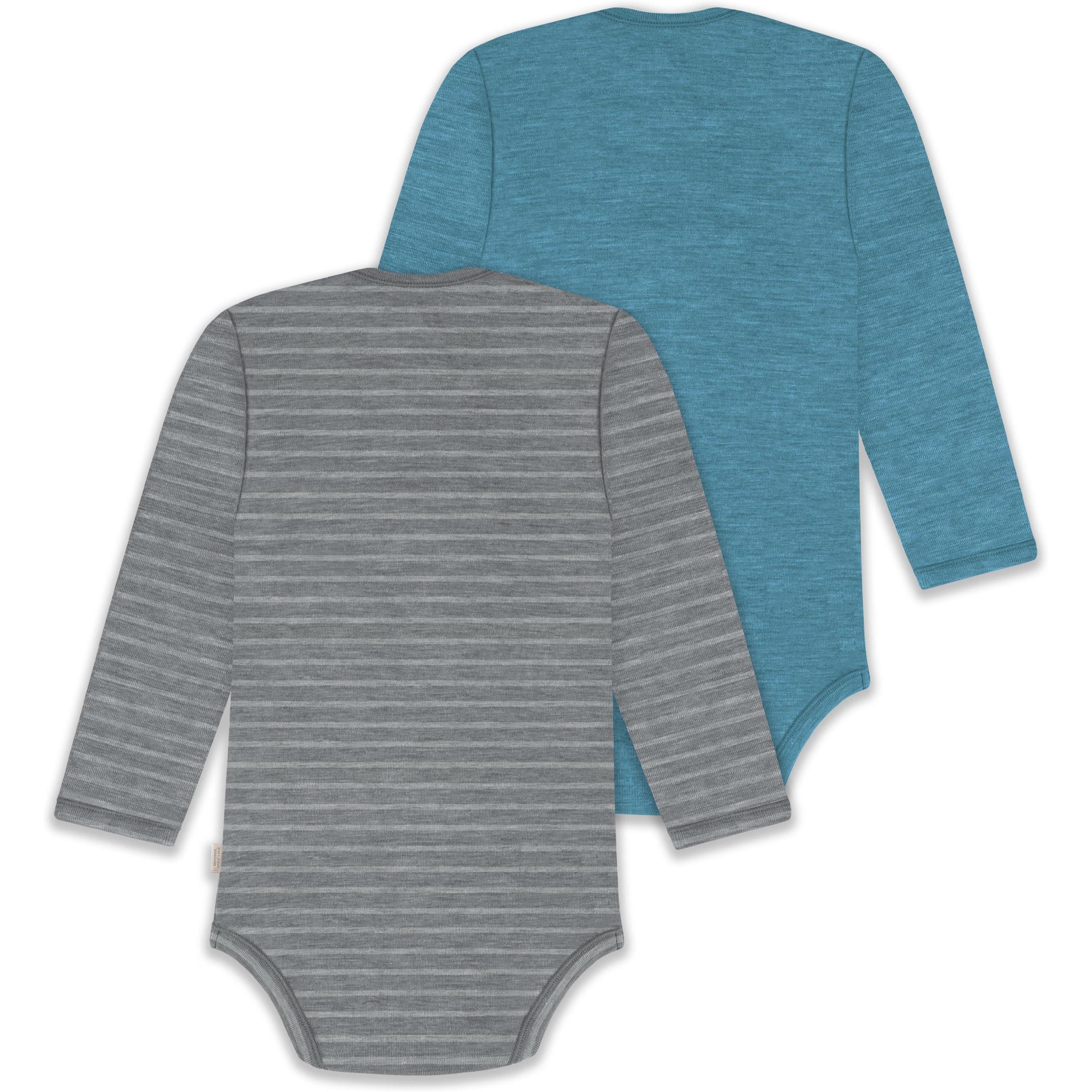 Thumbnail - Normani, Herren, Body, 2er Pack Baby Merino Body Langarm „Auckland" - 9381, Grau, (98)