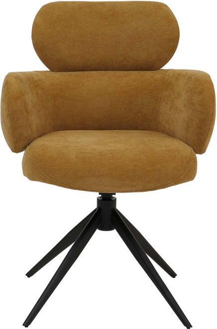 Immagine prodotto Mendler Esszimmerstuhl HWC-O77, drehbar Auto-Return, Stoff (310g/m²) Chenille Öko-Tex – senfgelb