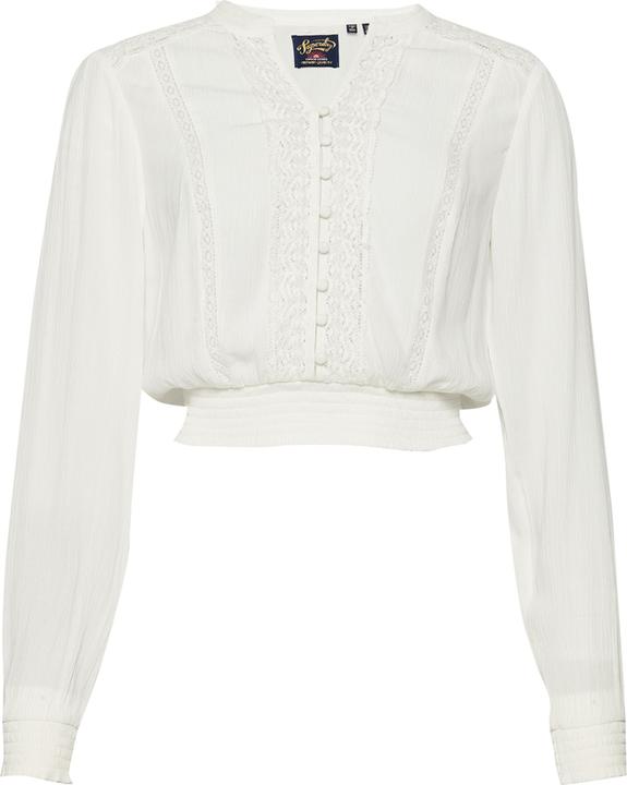 Produktbild Superdry Langärmelige, gesmokte Bluse mit Spitzenbesatz (12XL)