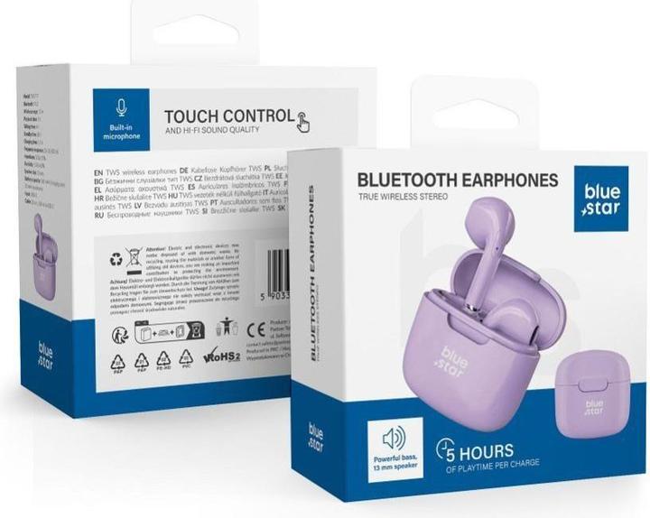 Actual product image BlueStar Wireless headphones Blue Star Wireless earphones bluetooth TWS F17 Purple (5 h, Wireless)