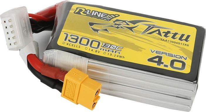 Image du produit Dronefactory Tattu R-Line version 4.0 1300mAh 14.8V 130C 4S1P Lipo avec XT60 (14.80 V, 1300 mAh)