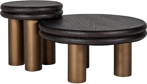 Produktbild Richmond Interiors Beistelltisch Macaron schwarz gold gebürstet 50 (50 x 55 cm)