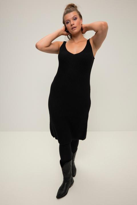 Produktbild Studio Untold Strickkleid, Straight Shape, Trägerform, V-Ausschnitt, Ripp-Strick (50, 52)