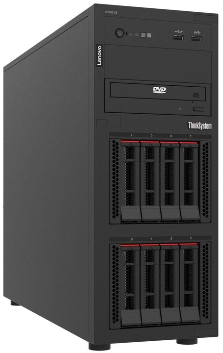 Produktbild Lenovo ThinkSystem ST250 V3, 2,6 GHz, E-2468, 32 GB, DDR5-SDRAM, 800 W, Tower (32 GB, Tower Server)