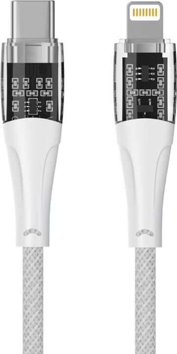 Actual product image Qualo Transparent nylon cable USB-C - Lightning 1.5m 2.4A white QTCN-CL-00 (1.50 m)