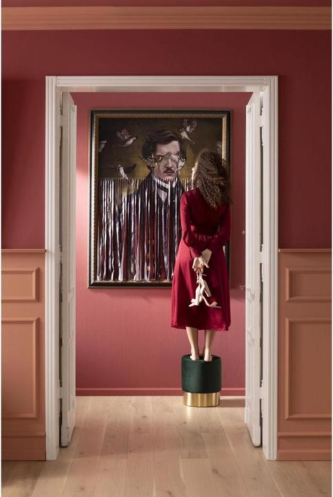 Actual product image Kare Design Stool Cherry Dark Green Brass Ø35cm