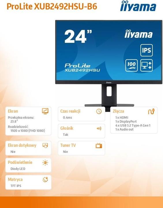 Produktbild iiyama ProLite XUB2492HSU-B6 (1920 x 1080 Pixel, 23.80")
