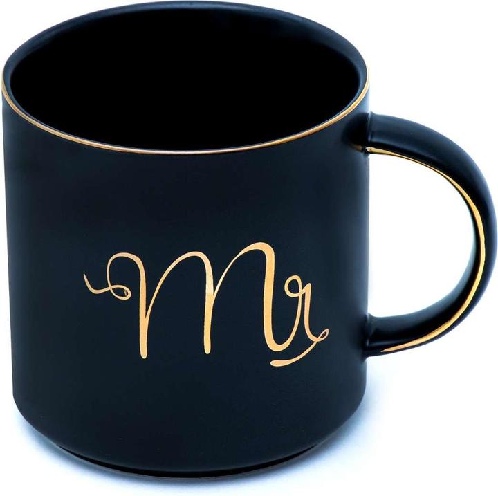 Actual product image Intirilife Coffee mug with gold rim and Mrs Wedding inscription (300 ml, 1 x)