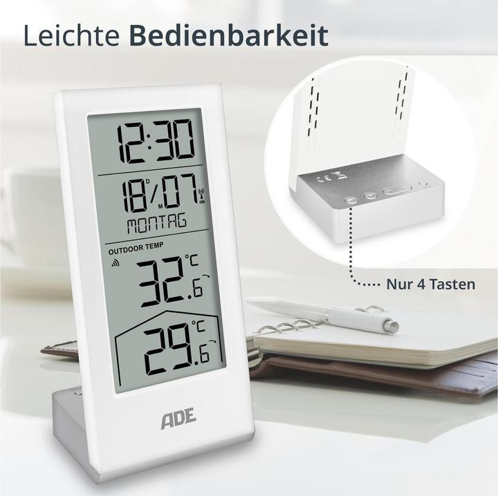 Image du produit ADE Wetterstation mit Funk-Aussensensor Weiss, Funktionen