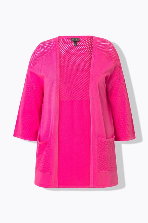 Produktbild Ulla Popken Jersey-Jacke, Mesh, Oversized, V-Ausschnitt, 3/4-Arm (54)