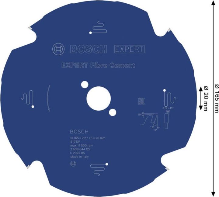 Produktbild Bosch Professional Zubehör Kreissägeblatt Expert for Fibre Cement, 165 x 20 x 2,2 mm, 4