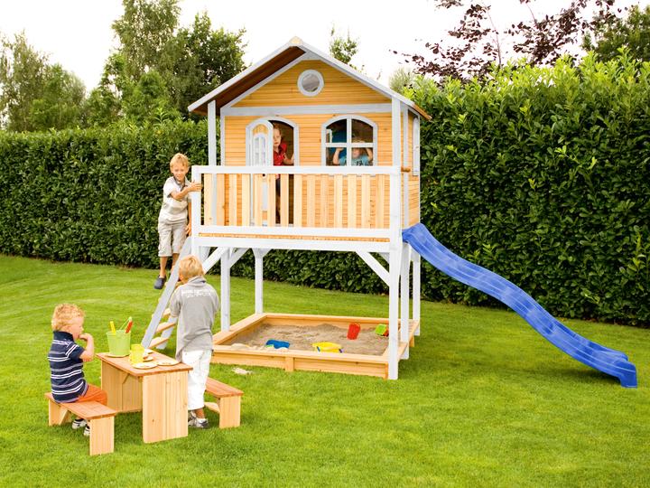 Actual product image Axi Marc Playhouse Brown/White with Blue Slide
