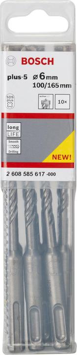 Produktbild Bosch Professional Zubehör Hammerbohrer SDS plus-5, 6 x 100 x 165 mm, 10er-Pack (6 mm)