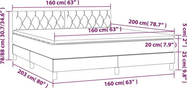 Produktbild vidaXL Boxspringbett (160 x 200 cm)
