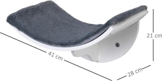 Image du produit Swisshandel24 Lit pour chat Étagère pour chat Chaise longue murale Revêtement en peluche MDF Blanc+Gris 41 x 28 x (Chat)