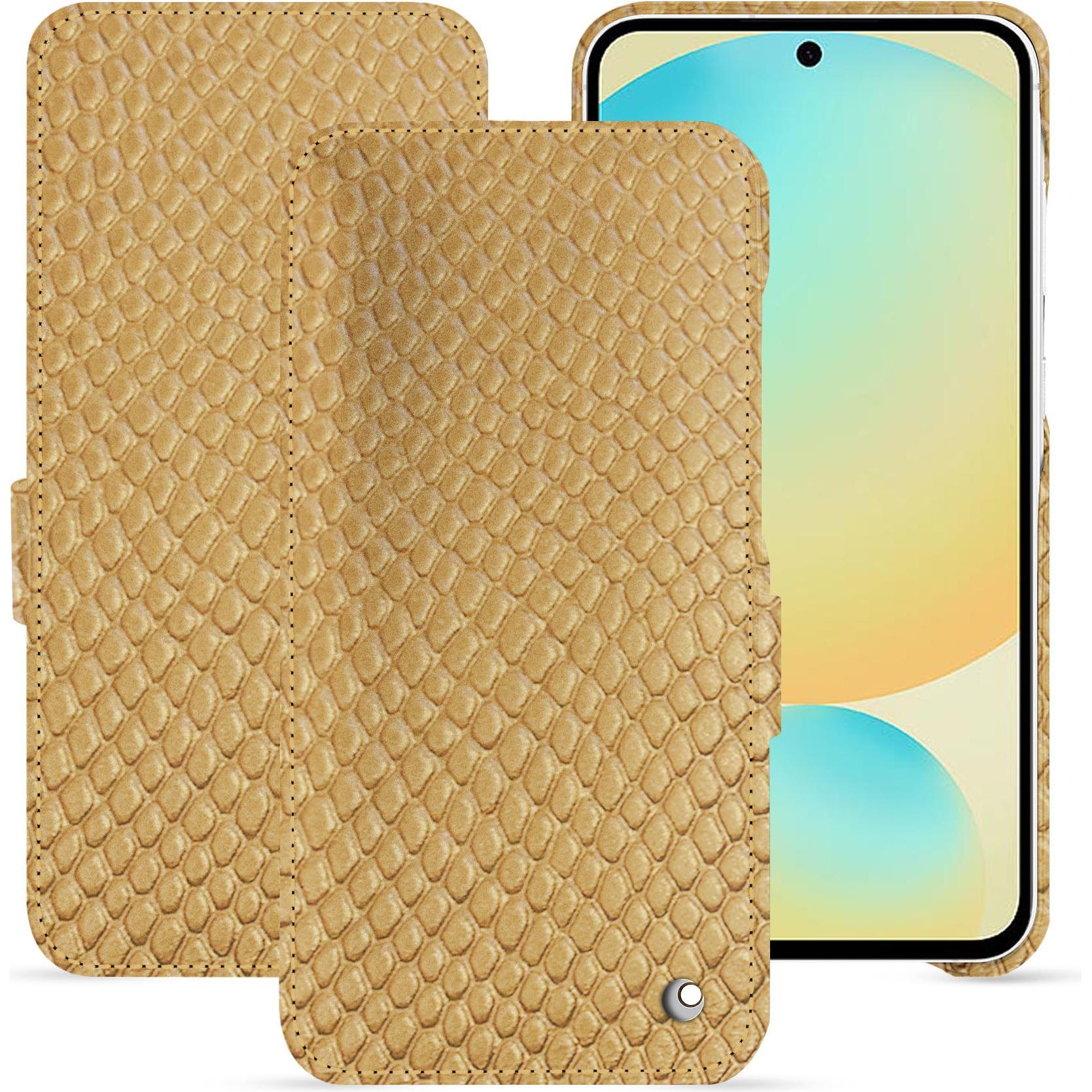 Noreve Lederschutzhülle horizontal (Samsung Galaxy S24 FE), Smartphone Hülle, Beige