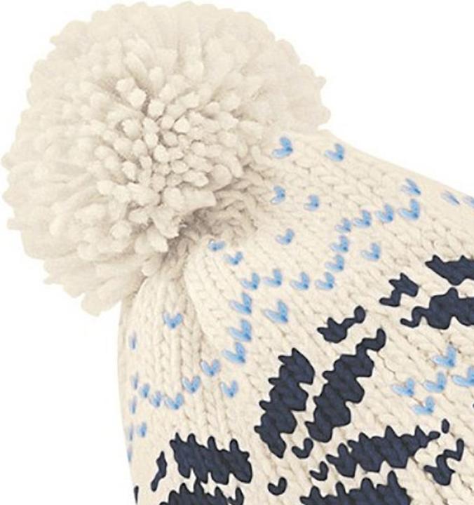 Image du produit Beechfield Bonnet tricoté avec pompon Motif flocon de neige (Taille unique)