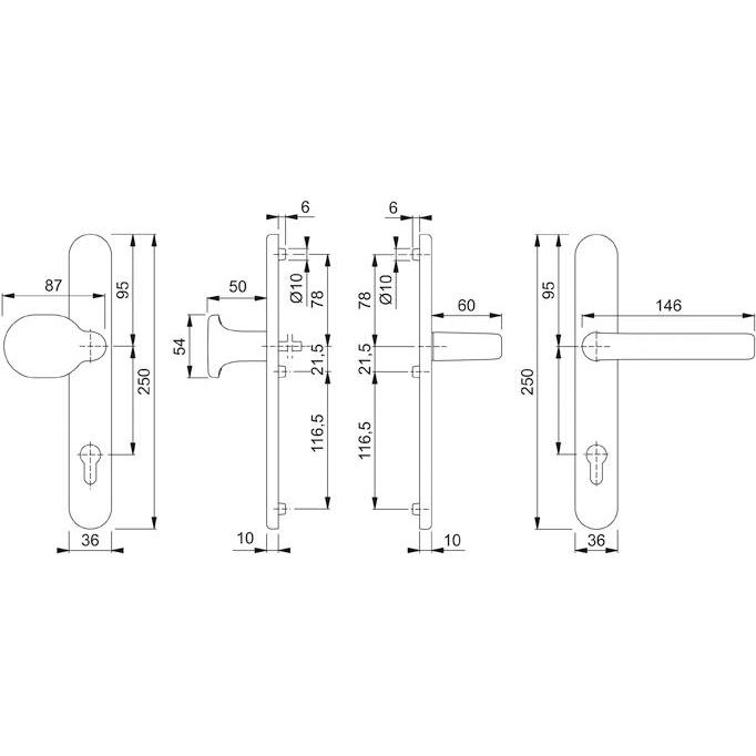 Thumbnail - Magni, Türgriff + Fenstergriff, ROTTNER SECURITY Türgriff Liverpool 86G 3357NF69 8 PZ-92 67-72 99 (Türgriff)