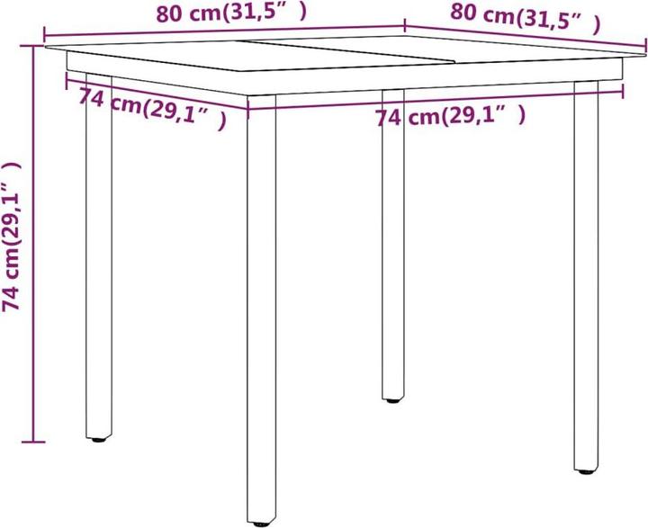 Produktbild vidaXL Garten Essgruppe (80 x 80 x 74 cm)