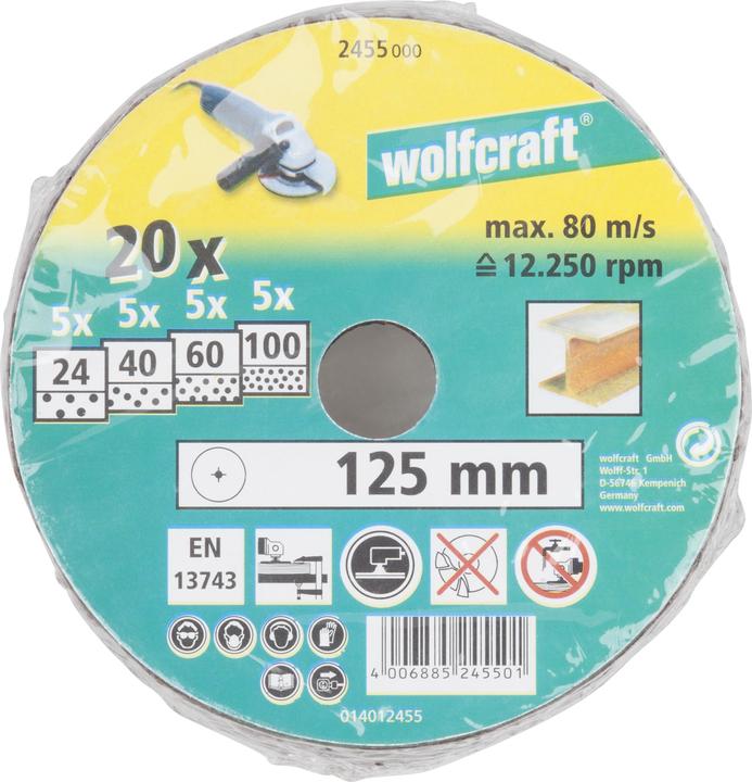 Produktbild wolfcraft wolfcraft 5 Fiberschleifscheiben WS K60 ø125mm (K60)