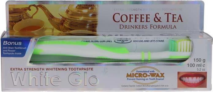 White Glo SET Coffee & Tea Drinkers Formula aufhellende Zahnpasta 100ml + Zahnbürste (100 ml)