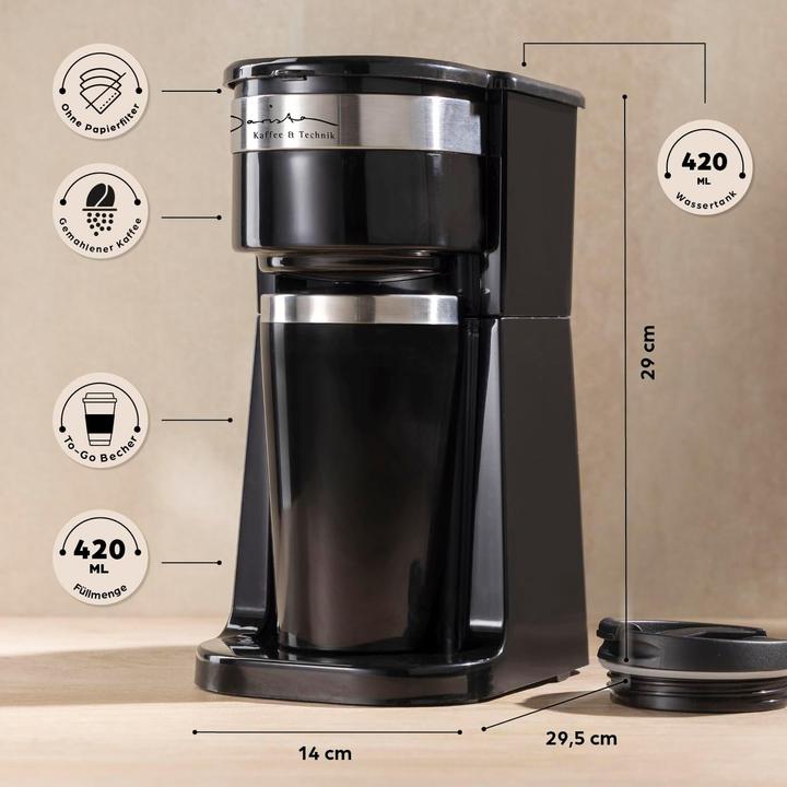 Produktbild Vedia Barista Kaffeemaschine Single, mit Permanentfilter und To-go-Becher