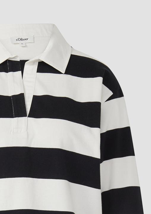Produktbild s.Oliver Sweatshirt Gestreiftes Baumwoll-Shirt mit Hemdkragen (48)