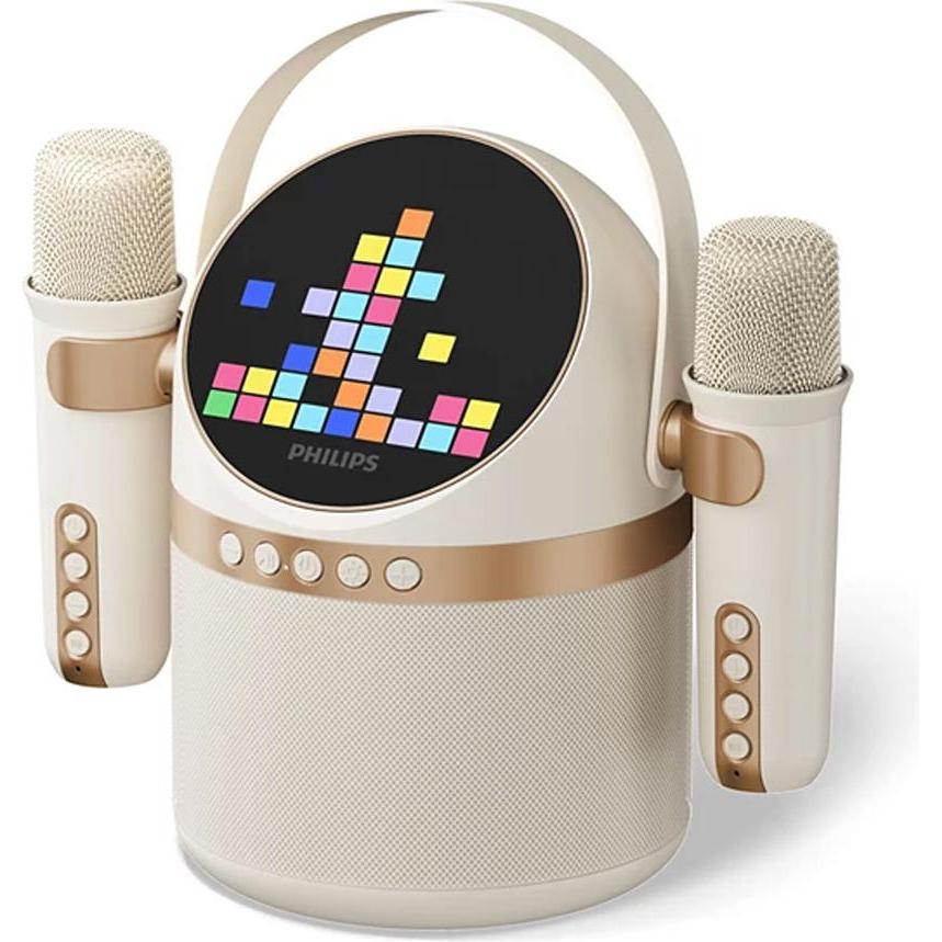 Philips TAS2509WT/00 Tragbarer Karoke Speaker mit Dual Mic weiss, Bluetooth Lautsprecher, Weiss